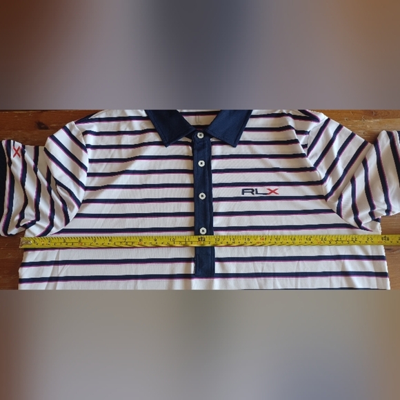 RLX Ralph Lauren Men's XL Navy/White/Magenta Striped Polo Golf Shirt - Picture 7 of 9